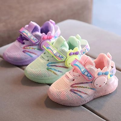 Kids Girls Soft Comfortable Lightweight Kitty Cartoon Mesh Sneakers (1.5 to 5 years)_img_0