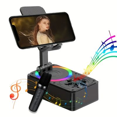 K98 Foldable Rotating Phone Stand with 360° Bluetooth Speaker_img_0