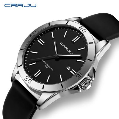 Fashionable CRRJU Luminous Silicone Strap Men's Watch_img_1