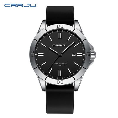 Fashionable CRRJU Luminous Silicone Strap Men's Watch_img_2