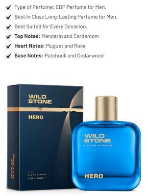 Wild Stone Hero Perfume for Men  Eau De Parfum 100ml Luxury Long-Lasting Fragrance Premium Perfume Aromatic & Marine Notes_img_0