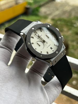 Hublot Classic Fusion Silicone Black Bezel White Dial Black Belt_img_0
