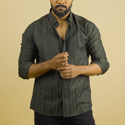 Midnight Olive patterned Buttoned Down Shirt_img_0