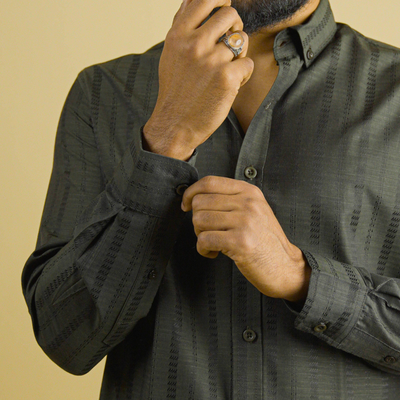 Midnight Olive patterned Buttoned Down Shirt_img_2