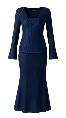 Navy Blue Ribbed Set_img_2