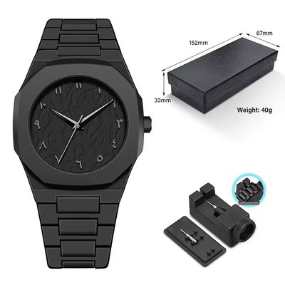 Black Calligraphy Dial Polycarbon Plastic Lightweight Watch_img_1