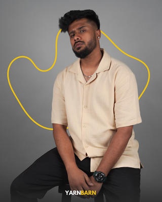 Dropped Shoulder Sahara Beige Cuban/Havana Shirt_img_0