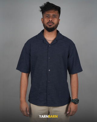 Dropped Shoulder Midnight Navy Cuban/Havana Shirt_img_1