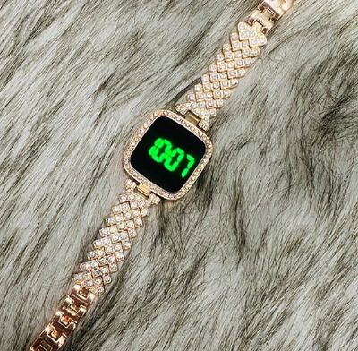 LED Display Digital Touch Screen Diamond Watch And Bracelet Fashion For Girls Women_img_3