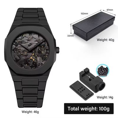 Black Abstract Dial Polycarbon Plastic Lightweight Watch_img_1