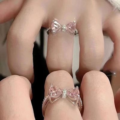 stone pink bow ring ( Adjustable size )_img_1