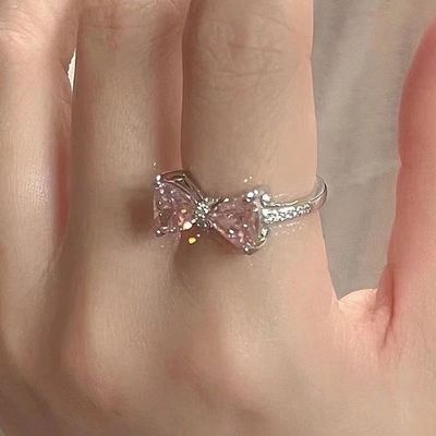 stone pink bow ring ( Adjustable size )_img_2