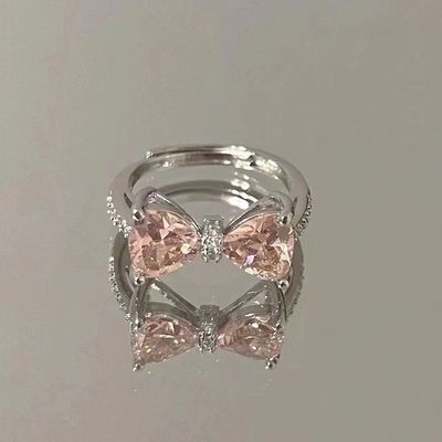 stone pink bow ring ( Adjustable size )_img_4