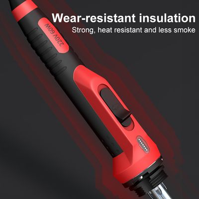 60 W Temperature‑Controlled Electric Soldering Iron – Red Handle, LED Indicator & Heat‑Resistant Grip_img_1