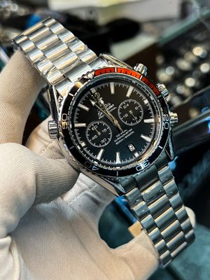Omega Seamaster Planet Chain Silver Black Dial Black/Orange Bezel_img_0