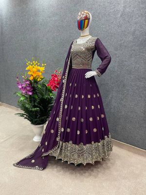 Semi –Embroidery & Sequence Work Party dress_img_1