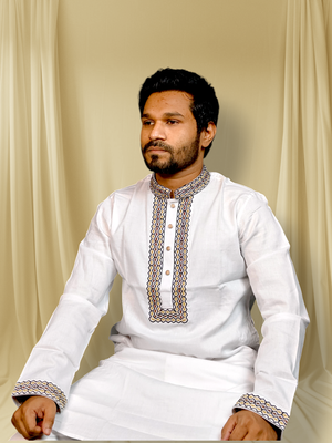 Elite embroidered white panjabi code:410_img_0