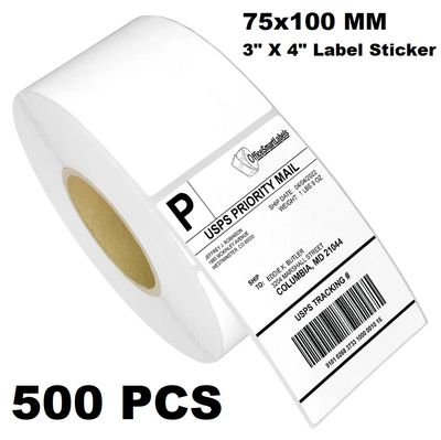 Direct Thermal Label Sticker Paper Premium Quality 75*100mm or (3inch x 4 inch) For Shipping Label 500 pcs 1 roll_img_2