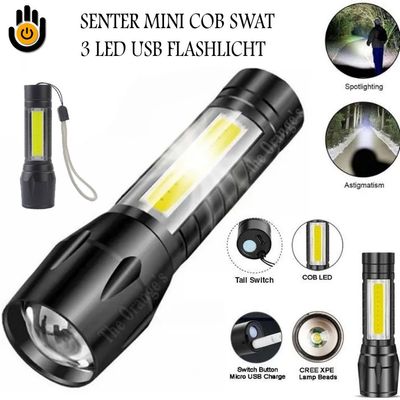 Mini Torch LED Rechargeable Flashlight Portable USB Charging Flashlight High Power Bank Camping Waterproof_img_2