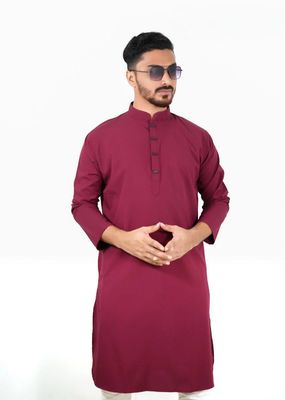 প্রিমিয়াম মাইক্রোস্টিজ সলিড পাঞ্জাবি/ কালার > Maroon