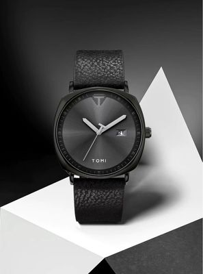 TOMI T-044 Men's Quartz Leather Belt Watch With Date (Black)_img_5