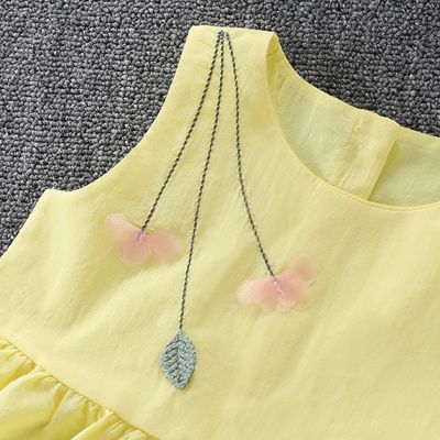 Girls Cotton Summer Dress Sleeveless Vest Beach Princess Skirt Cute Floral Print Soft Fabric_img_1