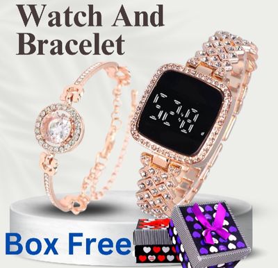 LED Display Digital Touch Screen Wristwatch & Bracelet For Women 2Pcs Combo_img_1