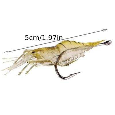 Lifelike Shrimp Fishing Lures, 5cm, Slow Sinking Soft Bait with Single Hook - Ideal for Bass, Trout, Salmon in Freshwater & Saltwater, Fishing Bait_img_1