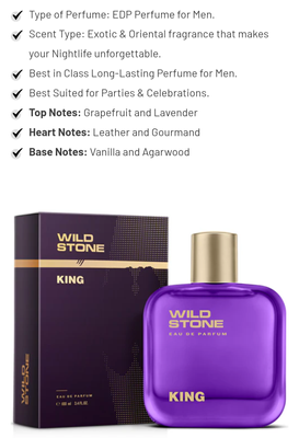 Wild Stone King Perfume for Men  Eau De Parfum 100ml Luxury Long-Lasting Fragrance Premium Perfume for men Infused with Woody & Oriental Notes_img_0