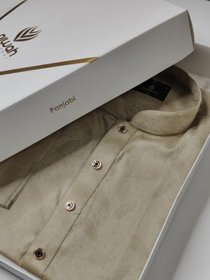 Sand Beige Jacquard Panjabi | Premium Classic Wear_img_0