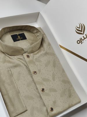 Sand Beige Jacquard Panjabi | Premium Classic Wear_img_1