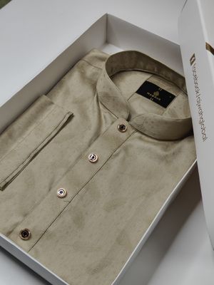 Sand Beige Jacquard Panjabi | Premium Classic Wear_img_2