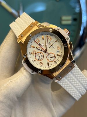 Hublot Big bang White belt White Dia Gold Case Semi AAA Grade_img_0