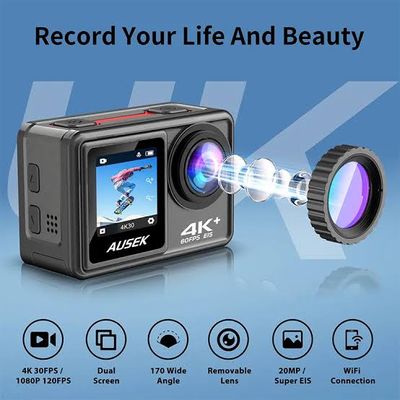 Ausek AT-S81TR Action Camera with Wireless Microphone_img_1