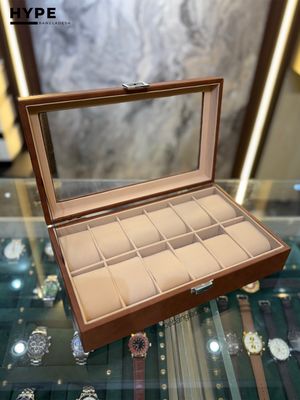 12 Slots Leather Watch Organizer Box (Brown)_img_0