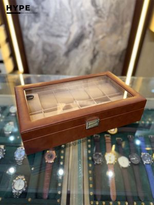 12 Slots Leather Watch Organizer Box (Brown)_img_1