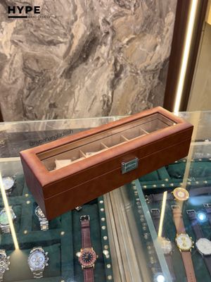 6 Slots Leather Watch Organizer Box (Brown)_img_1
