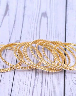 Gold Finish Small Pearls Churi (Set of 12)_img_1