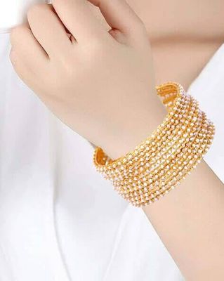 Gold Finish Small Pearls Churi (Set of 12)_img_2
