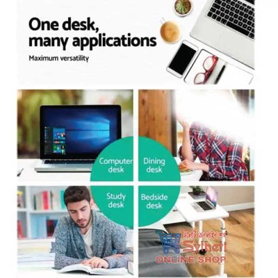 Adjustable Reading Table, Moveable & Height Adjustable Laptop Table Metal Frame and MDF Desktop Home Office Furniture Folding Computer Table_img_7