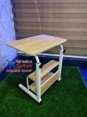 Adjustable Double Layer Reading Table, Moveable & Height Adjustable Laptop Table with 2 Shelves / Study Table / Side Table_img_1