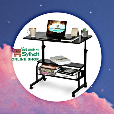Adjustable Double Layer Reading Table, Moveable & Height Adjustable Laptop Table with 2 Shelves / Study Table / Side Table_img_0