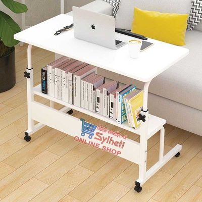 Adjustable Double Layer Reading Table, Moveable & Height Adjustable Laptop Table with 2 Shelves / Study Table / Side Table_img_4
