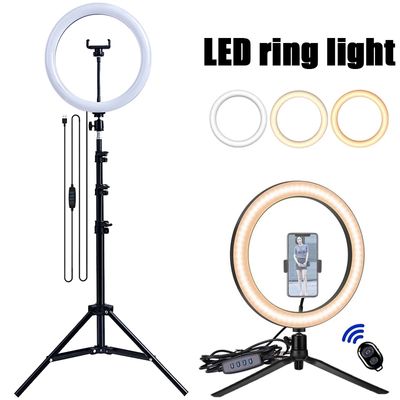 33cm LED Selfie Ring Light Photography Lights WarmCold Lamp With Tripod Dimmable USB Ringlight ForTiktok Video Live Fill Lamp_img_0