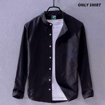 Solid Cotton Shirt - Black_img_1