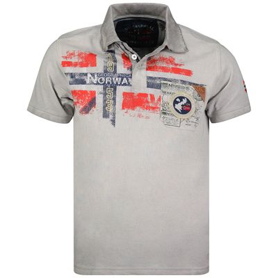 Washed effect short-sleeved polo shirt Light grey Light grey_img_0
