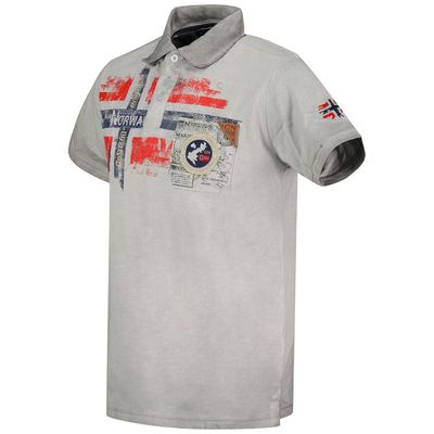 Washed effect short-sleeved polo shirt Light grey Light grey_img_1