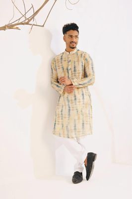 Rawayi Men's Printed Straight Cotton Classic Panjabi(PJB-009)_img_2