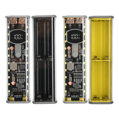 PD 45W Super Fast Charging Transparent Power Bank Case Solderless 8pcs 18650 Battery with LED Light_img_2