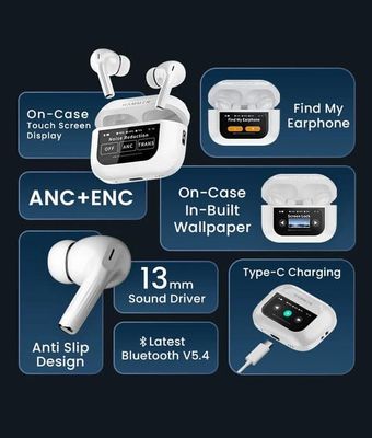 Airpods Pro 2nd Generation, ENC/HIFI with Display Touch Screen Wireless Earbuds_img_1